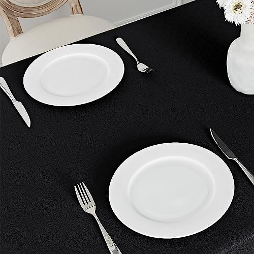 Veblandy 2 Pack Rectangle Tablecloth, 60x104 inch, Water Resistant Wrinkle Free Linen Textured Table Cloth Washable, Decorative Fabric Table Cover for Dining, Party and Camping, Black - Image 4