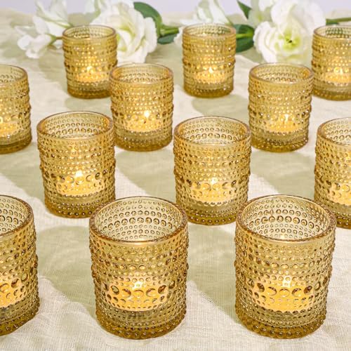 SUPMIND 24pcs Votive Candle Holders, Gold Glass TeaLights Holder Bulk by SUPMIND