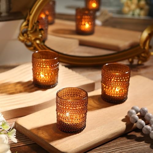 12 Pack Votive Candle Holders, Amber Vintage Candles Holders for Christmas - Image 7