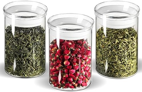 ZENS 15oz Airtight Glass Jars Set of 3, Small Food Container Spice Jars by ZENSLIFESTYLE