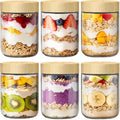 16 oz Overnight Oats Containers with Bamboo Lids, Glass Mason Jars 6 Pack by HomArtist