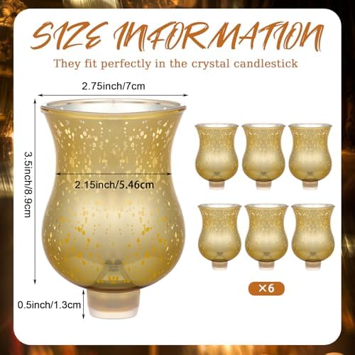 VIHOSE Bulk Set of 6 Gold 3.5" Peg Votive Holders with Rubber Gasket Glass Wholesale Candelabra Hurricane Glass Shades Votive Candleholder Cups for Stylish Home Decor - Image 2