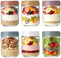 6 PCS 16 oz Overnight Oats Containers with Lids, Glass jars with Airtight Lids,Wide mouth Mason Salad jars, Glass Food Storage Containers for Snacks Yogurt Spice Sugar Yogurt, Oatmeal, Salad, Spices by Fondpen