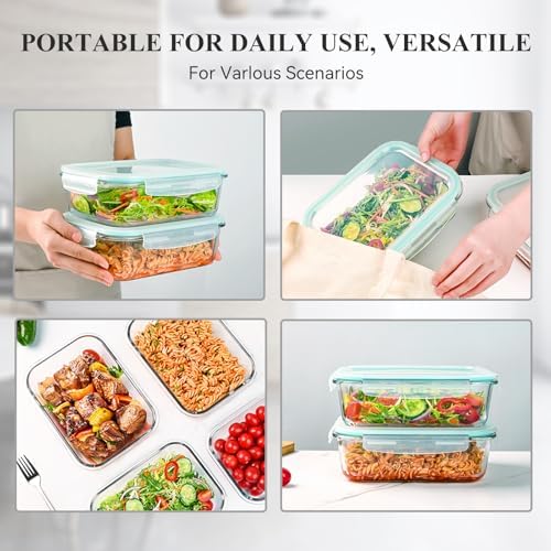 GEHE 4 Pack 52 oz Large Glass Food Storage Containers with Lids - Glass Meal Prep Containers For Baking, Storing, Airtight Lunch Container, Freezer, Dishwasher, Microwave and Oven Safe, BPA Free - Image 6