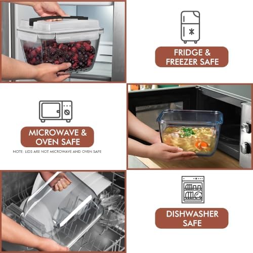 Razab 17 Cups / 132 Oz / 3900ml Large Glass Food Storage Containers with Lids - Leakproof, BPA-Free Large Meal Prep Container Ideal for Roasting Turkey, Store Leftover - Microwave & Oven Safe - Image 5