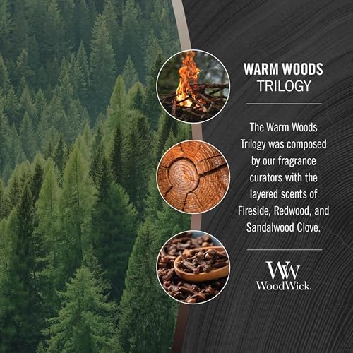 WoodWick Warm Woods Trilogy Holiday Candle Gifts for Women and Men, 21.5 oz Large Hourglass Trilogy Candle with Crackling Wick (Pack of 4) - Image 3
