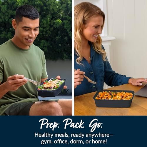 Bentgo Prep - 20-Piece 1-Compartment Reusable Meal Prep Containers with Lids, PFAS & BPA Free Materials, Durable, Microwave, Freezer, & Dishwasher Safe To Go Food Storage (Navy Blue) - Image 4