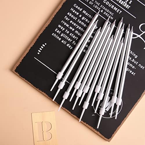PHD CAKE 36-Count Silver Long Thin Metallic Birthday Candles, Cake Candles, Birthday Parties, Wedding Decorations, Party Candles, Cake Decorations - Image 3