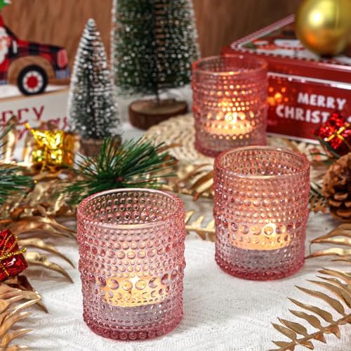 SUPMIND 24pcs Votive Candle Holders, Pink Glass TeaLights Holder Bulk - Image 6