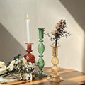 3pcs Glass Candlestick Holders Set of 3 for Decor Fall Taper Candle Stand by cachiv