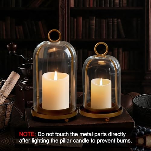 Glass Hurricane Candle Holder Decorative Golden Candle Lantern - Image 3