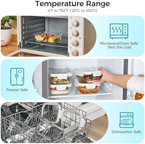 Vtopmart 5 Pack Glass Food Storage Containers with Glass Lids & Air Vent - Image 7