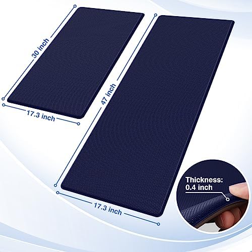 StepRite Kitchen Mats for Floor, 2-Piece Anti-Fatigue Kitchen Rugs, Blue - Image 2