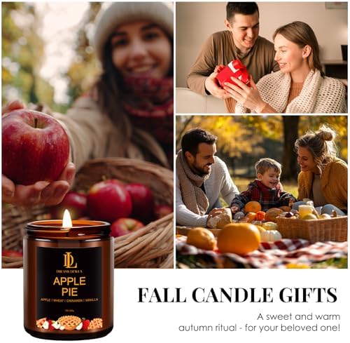 DL DREAMY DEWLA Fall Candle, Apple Pie Scented for Home, 7oz Soy Wax - Image 3