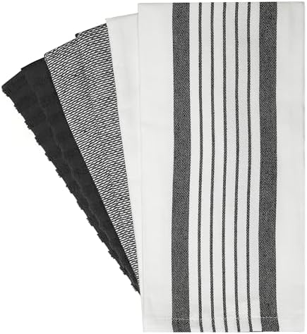 Premium Kitchen Towels 6 Pack 100% Cotton 20"x28" Dish Towels Black Striped - Image 4