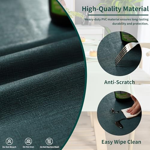Rectangle Table Cloth,100% Waterproof Tablecloth Oil Proof Spill Proof Vinyl Table Cloth, Wipe Clean Plastic Table Cover for Dining, Camping, Indoor and Outdoor 54" x 120",Navy Blue - Image 3