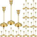 36PCS Brass Gold Taper Candle Holders Set, Vintage Metal Candlestick by Ovveroche