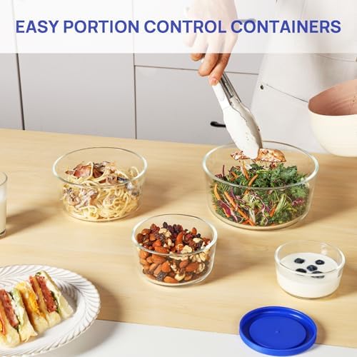 Vtopmart 4 Pack Glass Bowls with Lids (1, 2, 4, 7 Cup) - Image 3