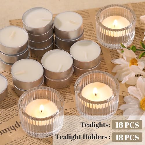 HAVITI 36 Pcs Clear Tealight Candle Holders with 36PCS Tea Lights Candles - Image 3