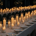 Set of 24 White Pillar Candles with Clear Glass Hurricane Holders- Elegant Cylinder Candle Vases for Weddings, Parties, Centerpieces, Home & Office Decor (White, 24 Set) by NATCENSE