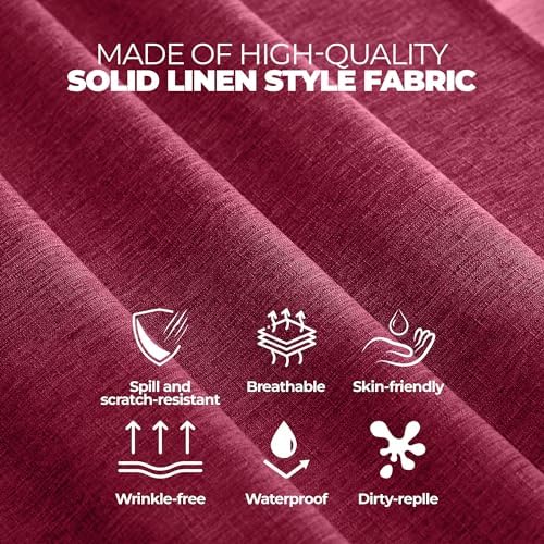 Decorelia Christmas Christmas Red Waterproof Round Table Cloth for Round,Decorative Farmhouse Tablecloths Table Cover for Holiday,Banquet,Dining& Kitchen (70 Inch,Round (4-6 Seats,Burgundy) - Image 4