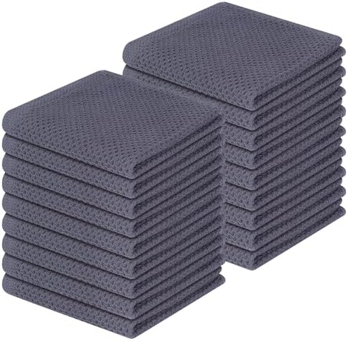 Homaxy 100% Cotton Waffle Weave Kitchen Dish Cloths 18-Pack, Dark Grey by Homaxy