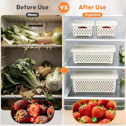 4 Pack Fruit Storage Containers for Fridge, Plastic Food Storage Container - Image 4