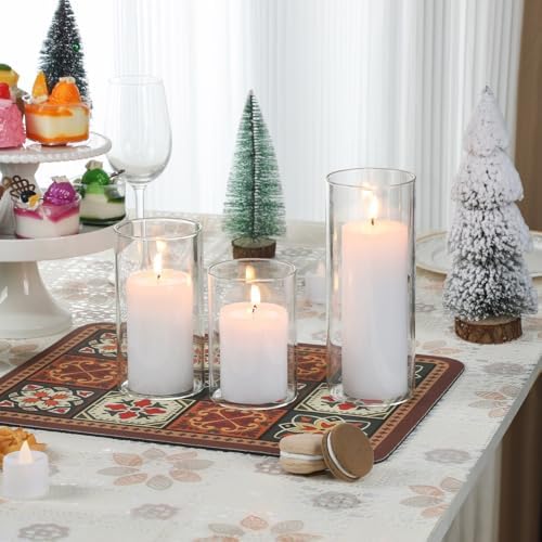UDU 24 Pcs White Pillar Candles and Glass Cylinder Vases, Hurricane Pillar Candle Holder Vases for Wedding Centerpieces Table Party Home Decor(3.2" X 4.7", 6", 8") - Image 6