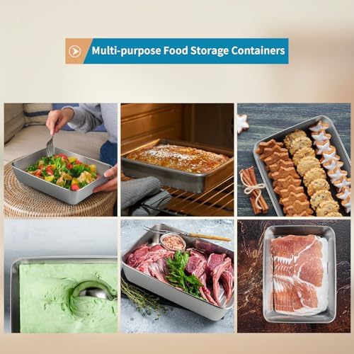 4 Pcs (68oz) Stainless Steel Food Containers with Clear Lids, 10" x 7.7" Stackable Snack Storage Boxes, Deli Meat Keeper for Refrigerator or Picnic, BBQ Party, Office, Gym Lunch - Image 4