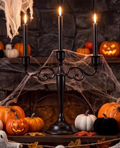 Black Candelabra Halloween 3 Arm Matte Gothic Taper Candle Holder - Image 5
