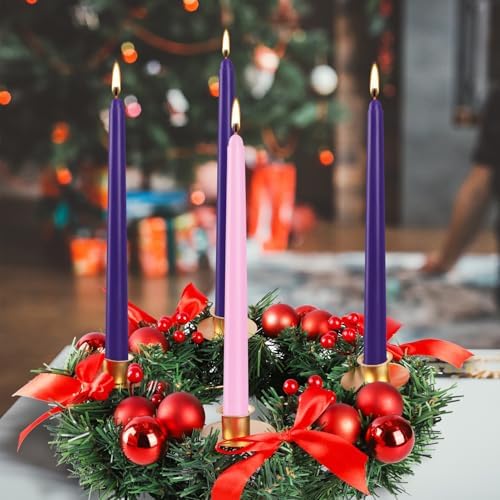 YOROXRG 16 Pack Advent Taper Candles Premium Hand Dipped 10in Unscented Christmas Taper Candles - Ideal for Seasonal Celebrations, Holidays, Church, Celebration, Party - Image 3