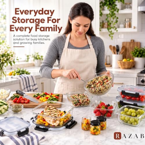 Razab 40 PC Borosilicate Glass Food Storage Containers with Airtight Lids - Image 5