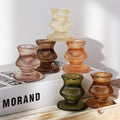 WDHODEC Glass Candlestick Holders 12PCS Taper Candle Holders for Table Centerpiece Vintage Colorful Candle Sticks for Wedding, Party and Birthday Table Decoration(Brown) by WDHODEC