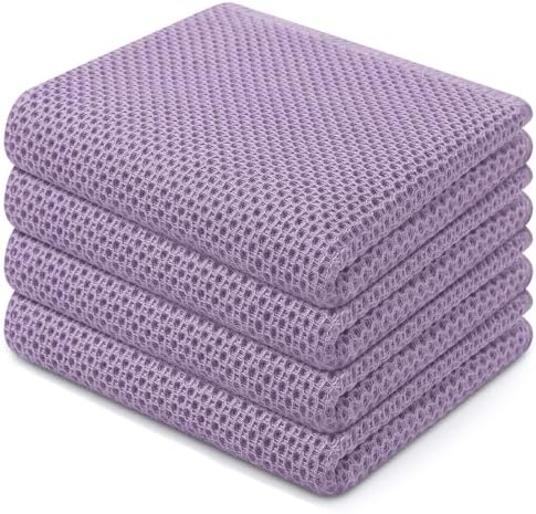Homaxy 100% Cotton Waffle Weave Kitchen Dish Towels 4-Pack, Lavender by Homaxy