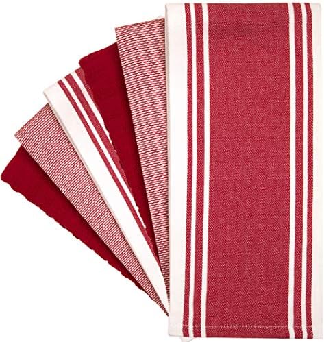 Premium Kitchen Towels 6 Pack 100% Cotton 20"x28" Dish Towels - Red Wide - Image 4