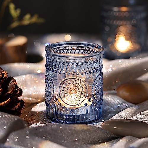 DARJEN Blue Votive Candle Holders Set of 36 - Votive Candle Holders Bulk, Glass Candle Holder for Party Decoration, Tea Lights Candle Holders for Wedding - Image 2