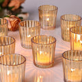 NITIME 24PCS Vintage Ribbed Gold Votive Candle Holders, Glass Candle Holder for Wedding Decorations, Tealight Candle Holder for Table Centerpiece, Diwali, Home and Party Decorations by NITIME
