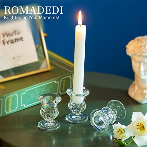 Romadedi Clear Glass Taper Candle Holders, Pack of 10 - Image 3