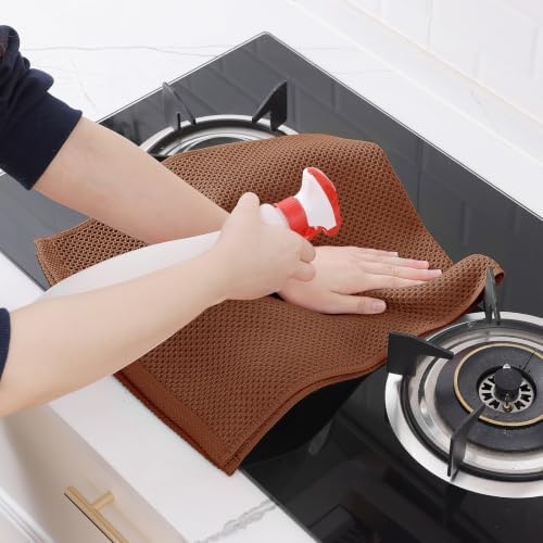 Homaxy 100% Cotton Waffle Weave Kitchen Dish Towels 4-Pack, Caramel - Image 5