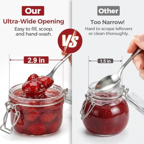 Small Glass Containers with Airtight Lids 4 oz 6 Pack Mini Jam Jars - Image 3