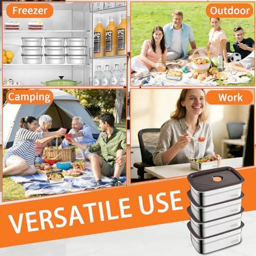 10 Pack 50oz Stainless Steel Food Storage Containers with Lids - Image 6