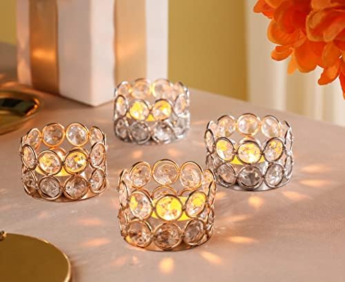 Gold Crystal Tealight Candleholders - Pack of 10 Tea Lamp Candle Holders - Image 2