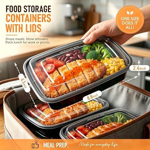 32OZ 50 Pack Meal Prep Containers Reusable Extra-Thick To-Go Containers - Image 2