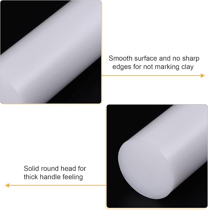 HARFINGTON Acrylic Clay Roller 9 Inch x 1 Inch Solid Non-Stick Plastic Round - Image 4
