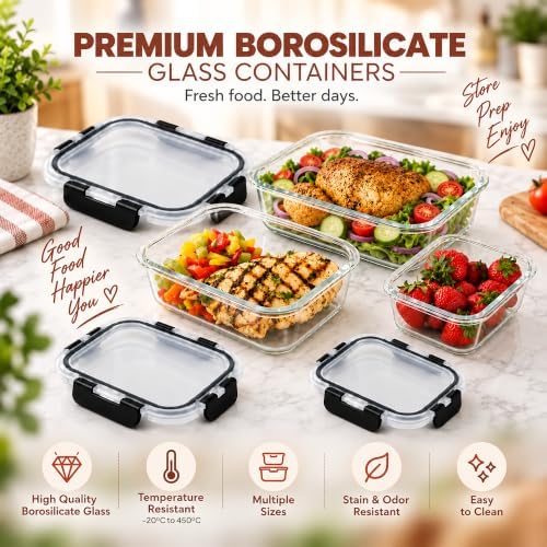 Razab 3 Pack (76/35 / 12.5) Oz Large Glass Storage Containers with Lids - Image 4