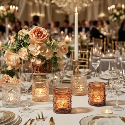 36 Pack Votive Candle Holders, Amber Candle Holders for Fall Centerpiece - Image 6