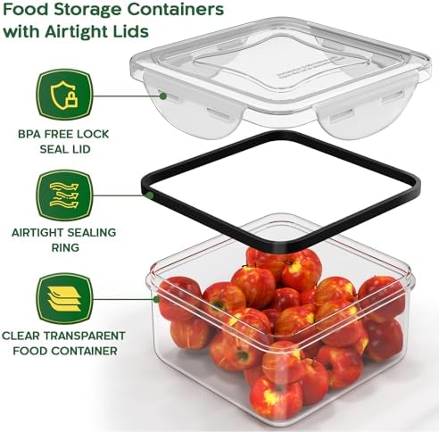 RockBerry 50 Pcs Large Food Storage Containers with Lids Airtight-85 OZ to Sauces Box-Total 526 Oz BPA Free Plastic Stackable Meal Prep For Pantry kitchen Organization, Microwave Safe-Pen Labels - Image 4