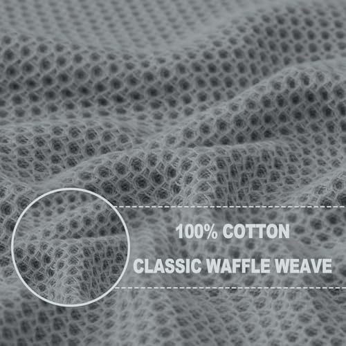 Homaxy 100% Cotton Waffle Weave Kitchen Dish Cloths 12-Pack, Grey - Image 2