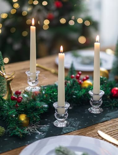 Romadedi Glass Taper Candle Holders, Clear, Pack of 2 - Image 4