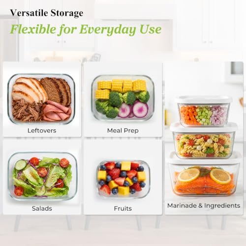 URPOWER Glass Vacuum Seal Containers for Food Storage, 3PCS Set with Lids - Image 6